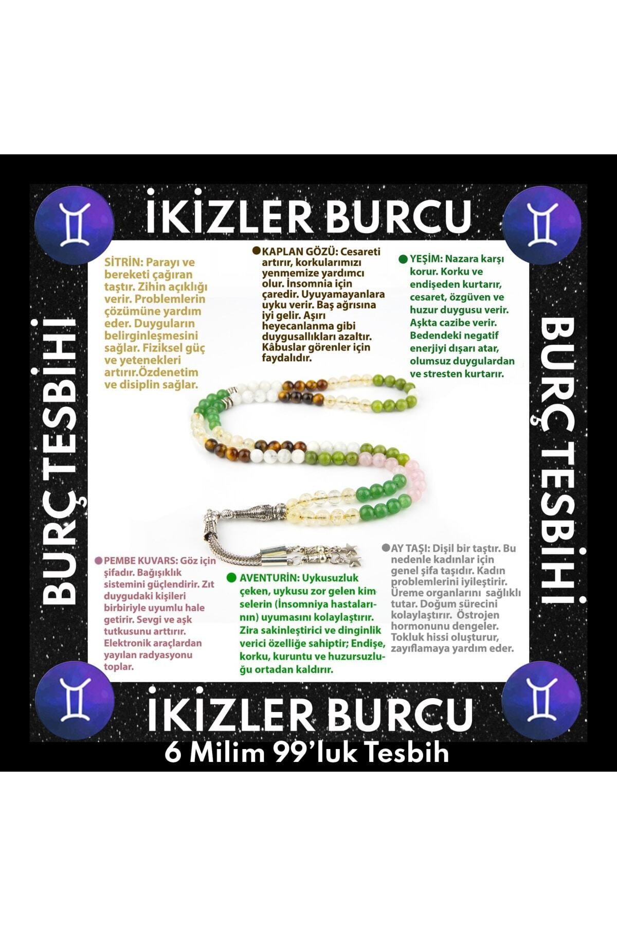 Sertifikalı Ikizler Burcu 99'luk Tesbih T096