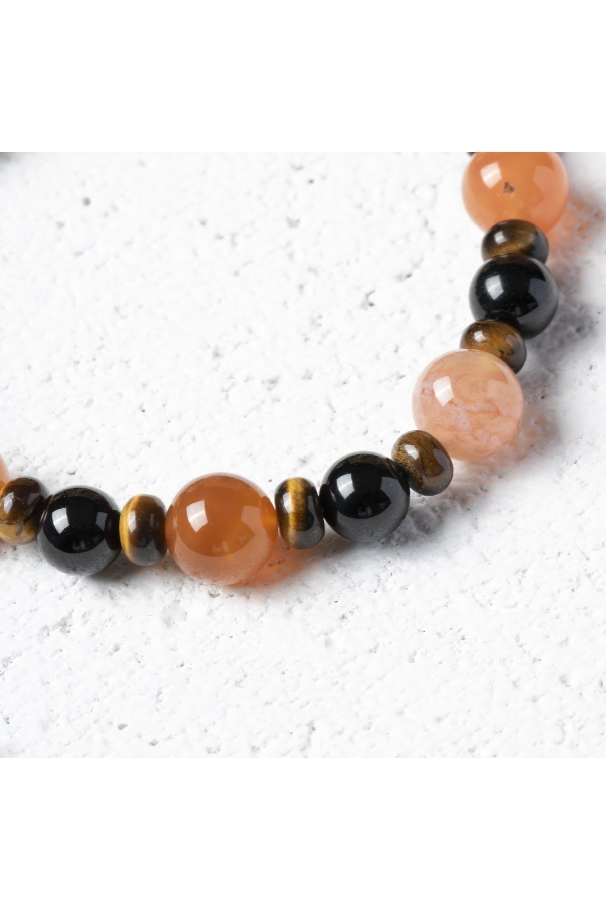 Sertifikalı Doğal Carnelian, Agat, Kaplan Gözü ve Obsidyen Bileklik – Güç, Koruma ve Enerji