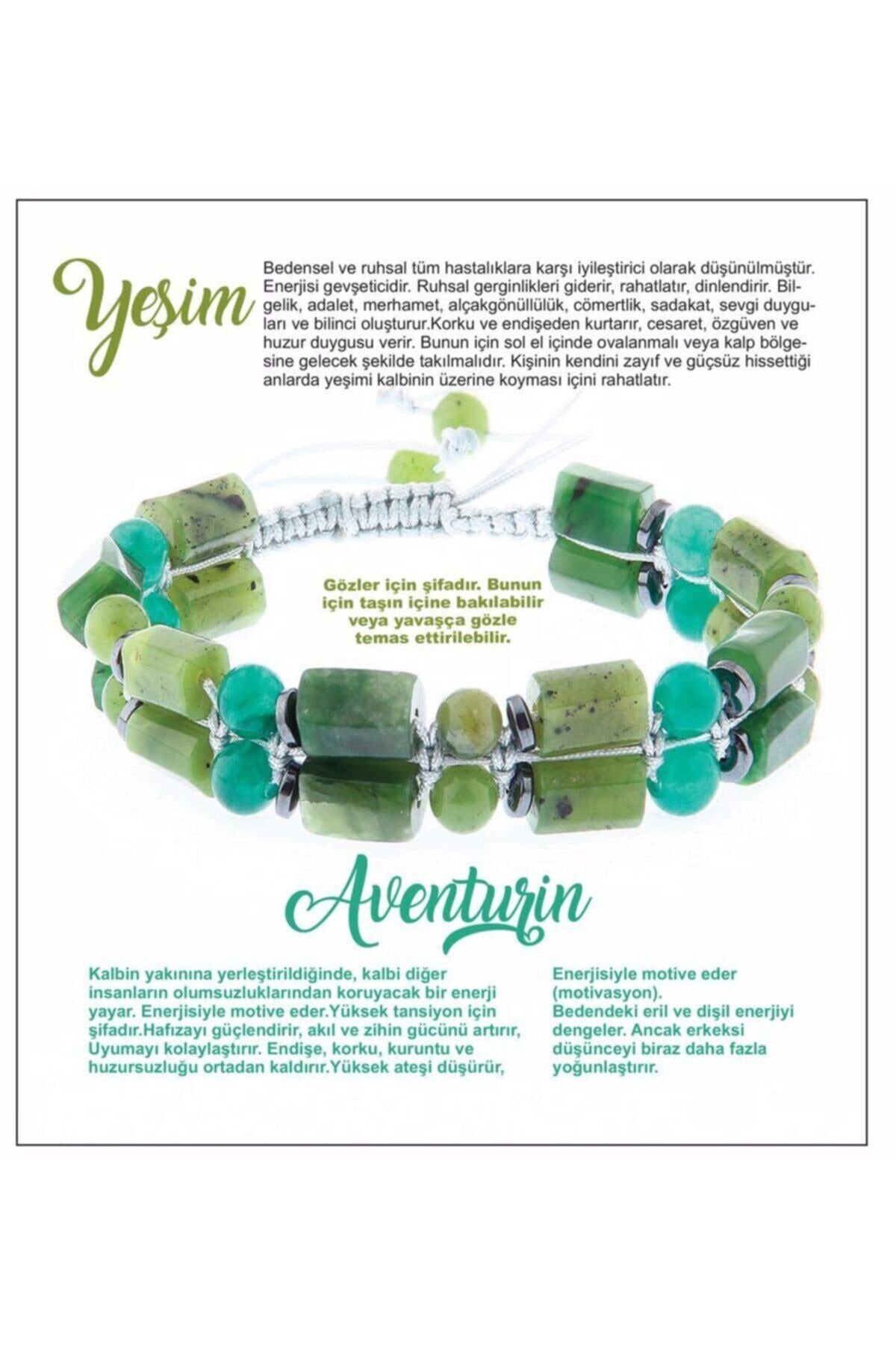 Sertifikalı Doğal Taş Bileklik - Yeşim-aventurin
