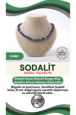 Sertifikalı Sodalit Doğaltaş Kolye 8 Mm, M548