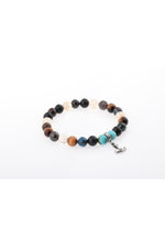 Sertifikalı Hakiki Turkuaz, Shungite, Sitrin, Azurit, Kaplan Gözü Doğaltaş Bileklik 8 Mm, B906