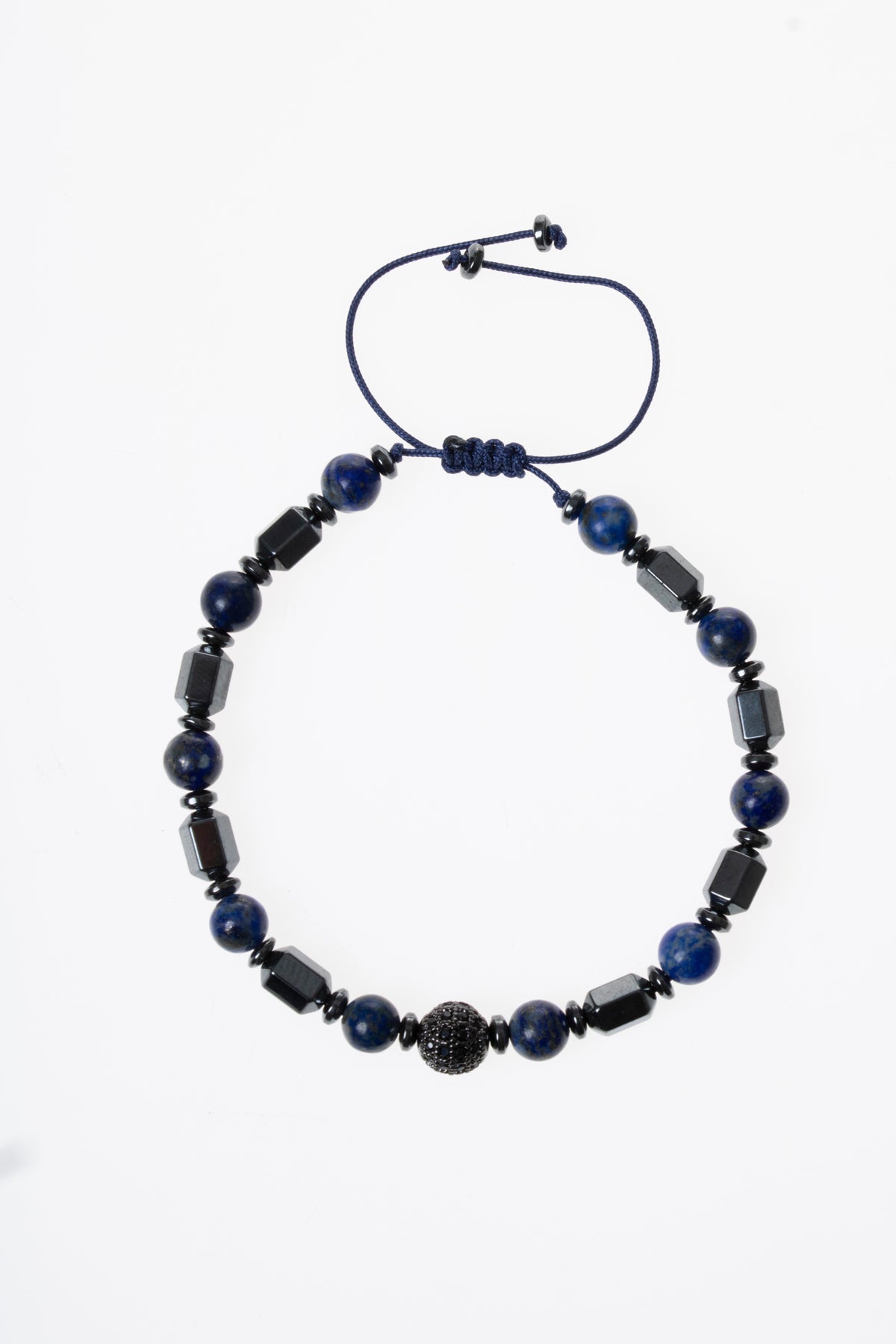 SERTİFİKALI Lapis Lazuli-Hematit Doğal Taş Makrome Bileklik ODT220