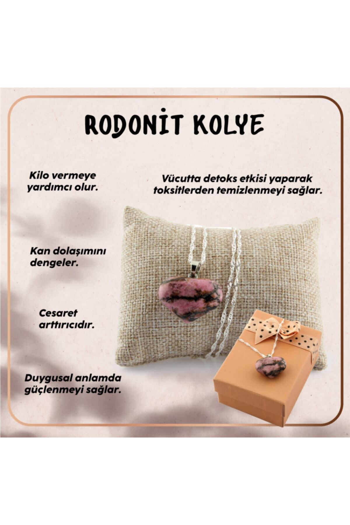 Sertifikalı Rodonit Kalpli Kolye Ucu (GÜMÜŞ ZİNCİR HEDİYE)