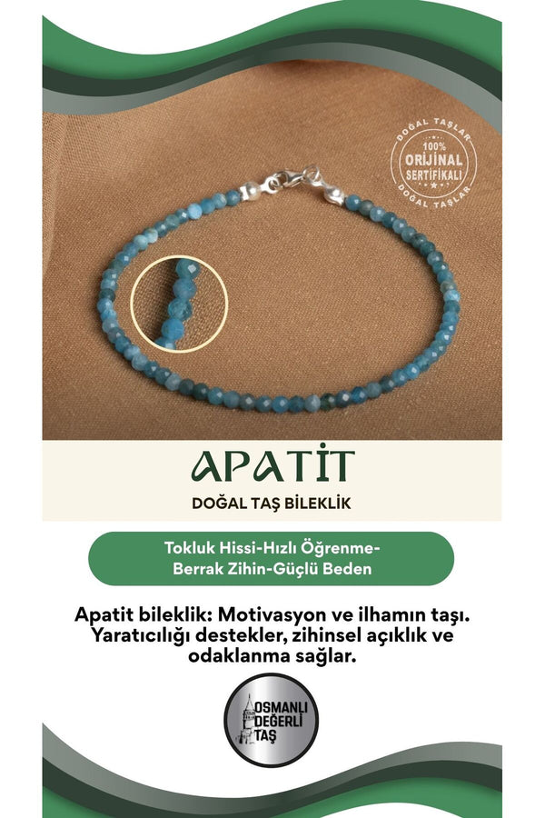 Sertifikalı Apatit Doğal Taş Bileklik