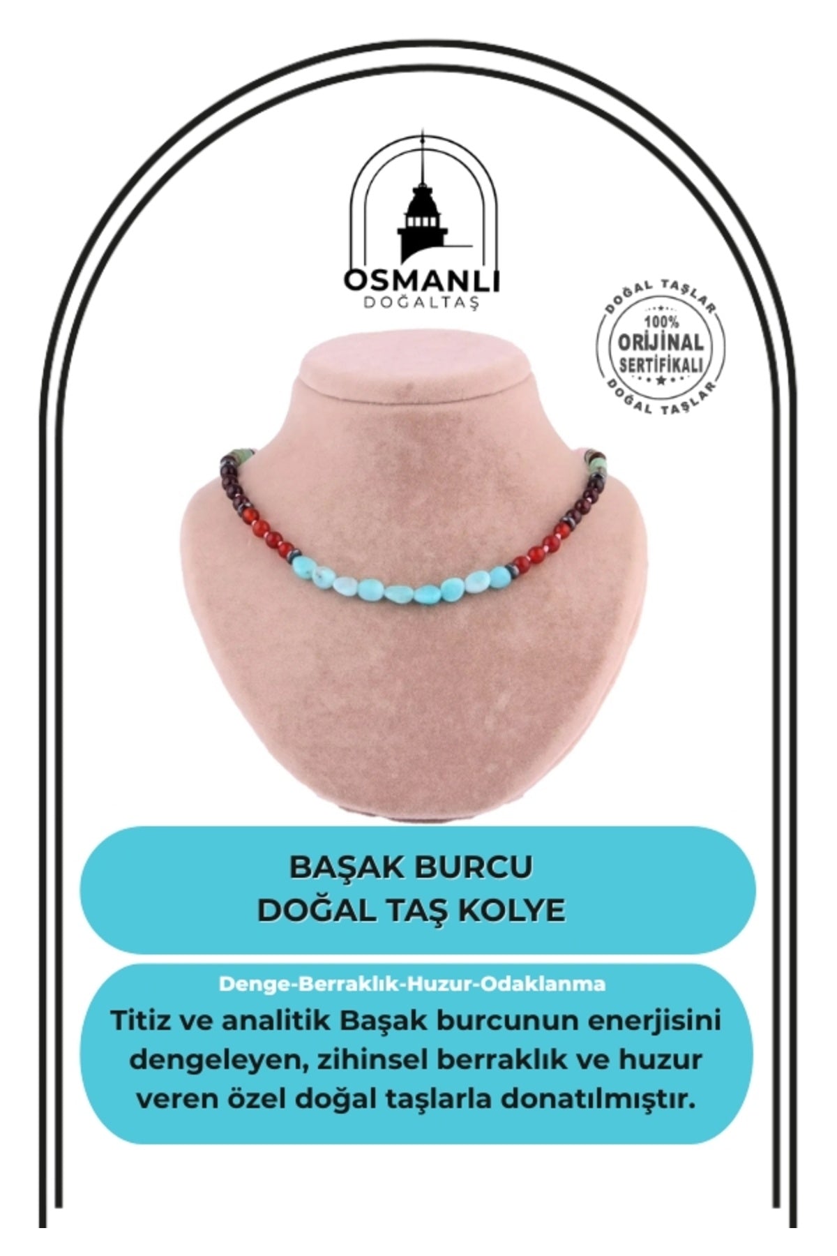 Sertifikalı Başak Burcu Doğal Taş Kolye M057