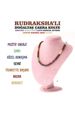 Rudraksha'lı Doğaltaş Çakra Kolye Ametist Aventurin Lapis Kristal Kuvars Jasper 6 mm M448