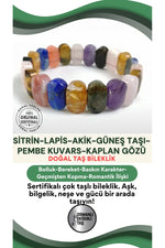 Sertifikalı Roleks Bileklik-sitrin-lapis-akik-güneş Taşı-pembe Kuvars-kaplan Gözü