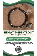 SERTİFİKALI hematit - dumortierid Doğal Taş Gümüş Aparatlı Bileklik