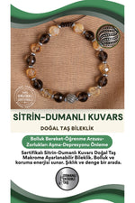 SERTİFİKALI Sitrin - Dumanlı kuvars Doğal Taş Makrome Ayarlanabilir Bileklik