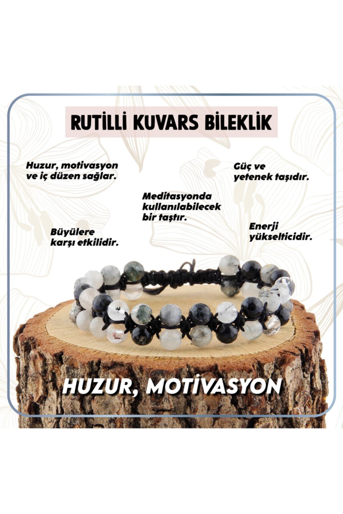Sertifikalı Rutilli Kuvars Doğal Taşı Bileklik - 6 Mm B657