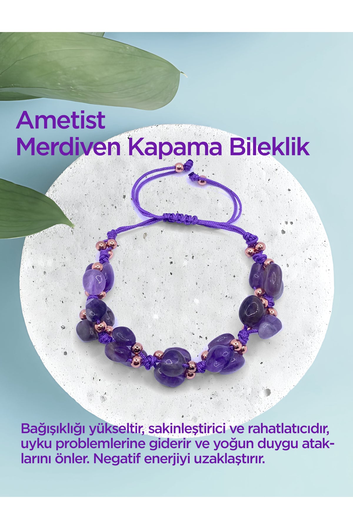 Ametist Doğal Taş Merdiven Kapama Naturel Büyük Kesim Bileklik Özel Tasarım 2