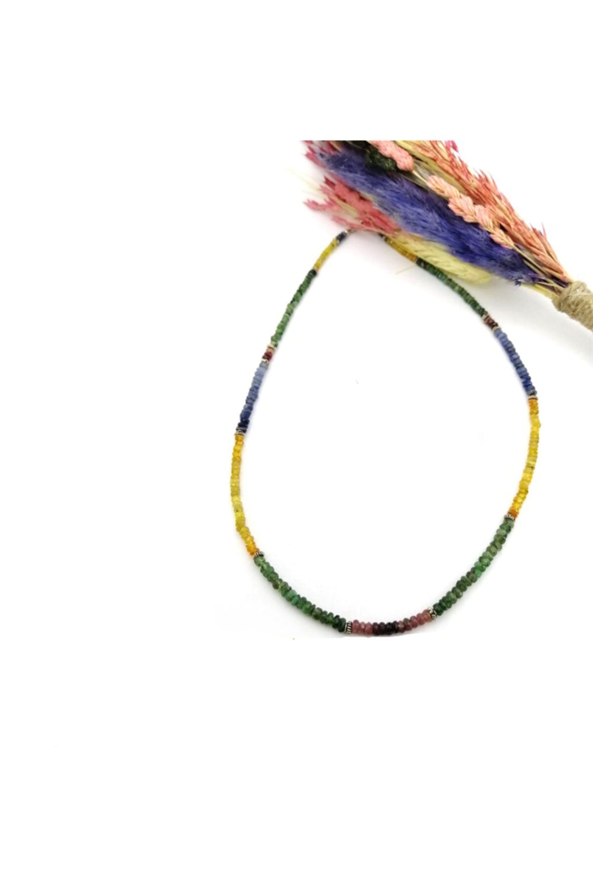Sertifikalı Safir-yeşim-zümrüt Doğal Taş Kolye (ÖZEL MODEL)