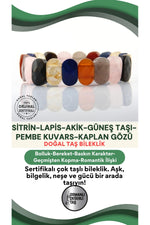 Sertifikalı Sitrin-lapis-akik-güneş Taşı-pembe Kuvars- Kaplan Gözü Roleks Bileklik
