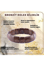 Sertifikalı Bronzit Doğal Taş Roleks Bileklik - B430