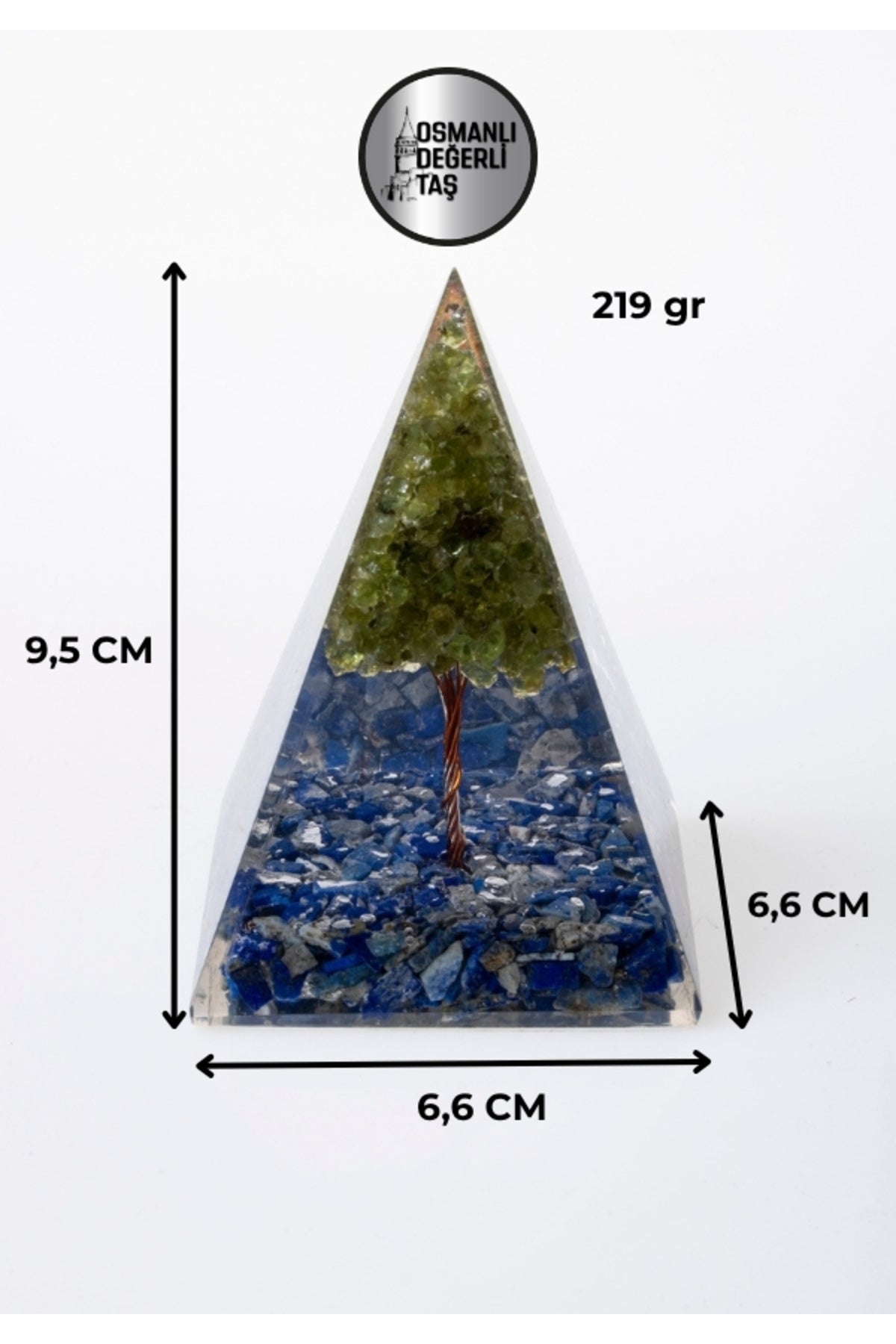 Sertifikalı Lapis Lazuli-Zebercet Doğal Taş Piramit P037