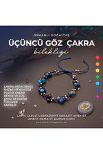 Sertifikalı Üçüncü Göz Çakra Bilekliği Lapis, Sodalit, Ametist Doğal Taşlı Makrome Kapama