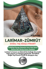 Sertifikalı Larimar-Zümrüt Doğal Taş Piramit P030