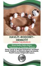 SERTİFİKALI Havlit-Rodonit-Hematit Doğal Taş Bileklik