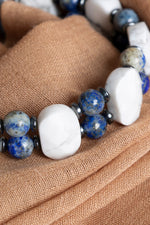 Sertifikalı lapis lazuli - havlit doğal taş bileklik
