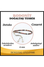 Sertifikalı Rodonit Doğaltaş Tesbih 6 Mm, T205
