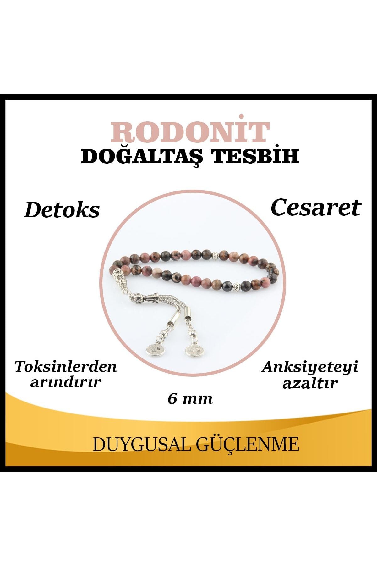 Sertifikalı Rodonit Doğaltaş Tesbih 6 Mm, T205