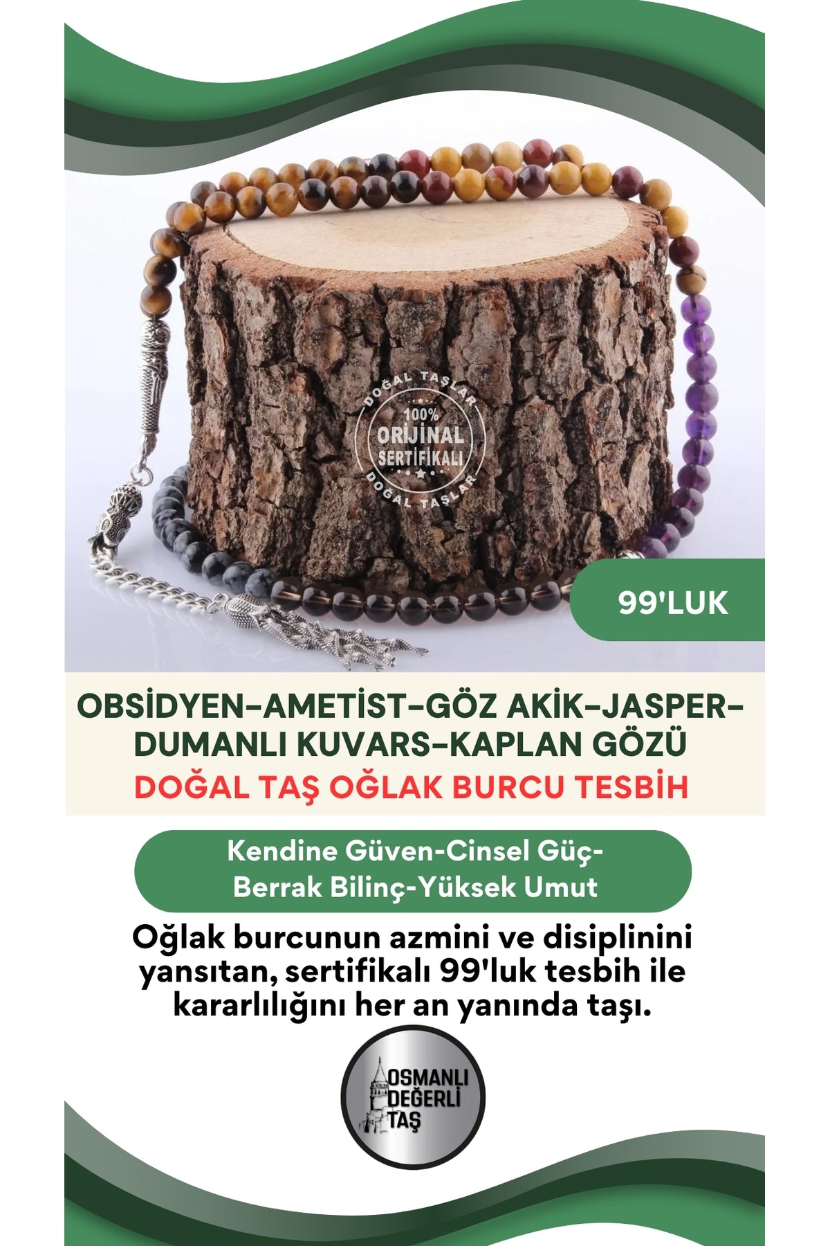 Sertifikalı Oğlak Burcu 99'luk Tesbih T091