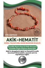 Sertifikalı Akik-Hematit Doğal Taş Makrome Bileklik ODT033