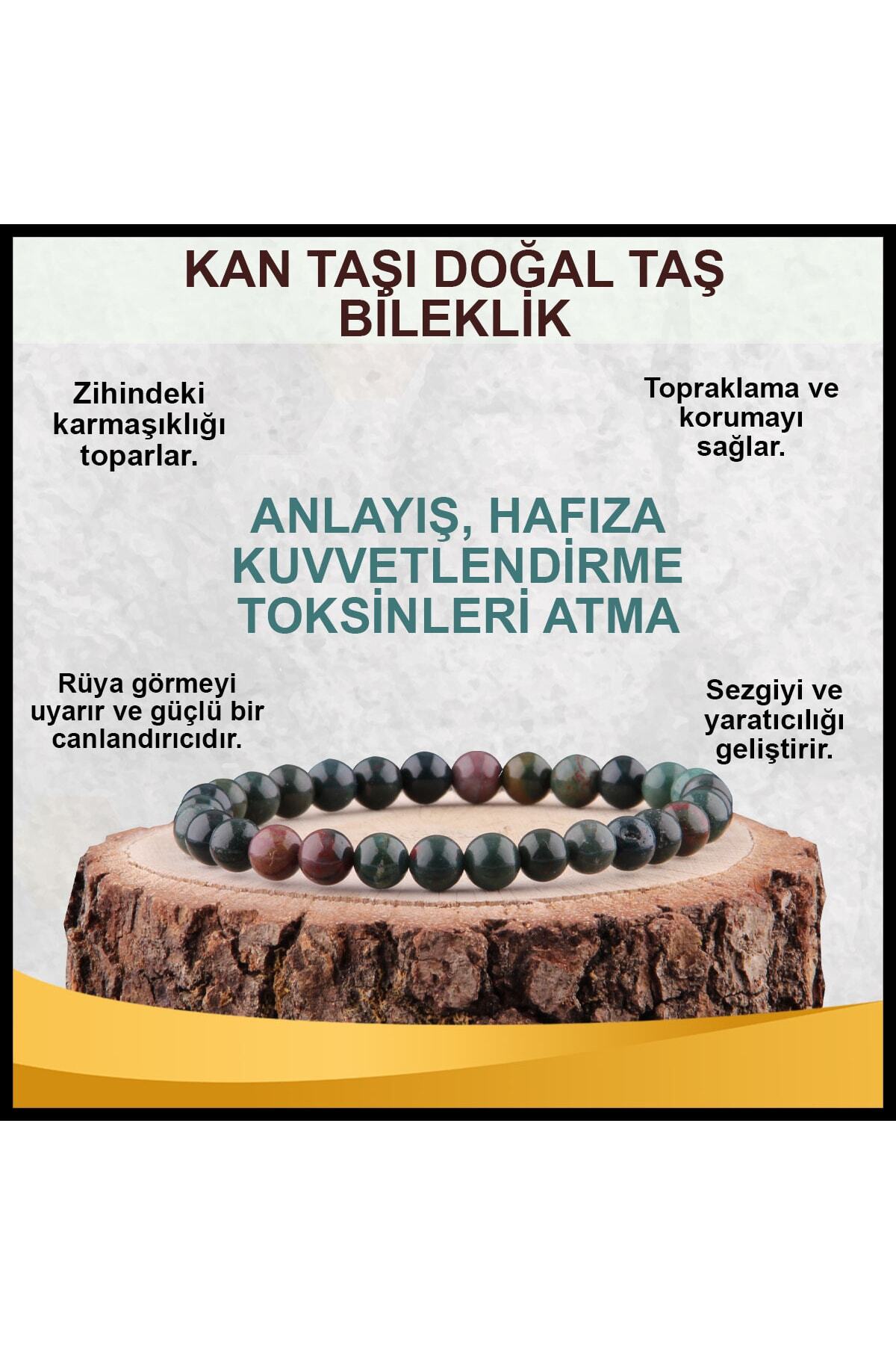 Kan Taşı Doğal Taş Bileklik 6 Mm - B828
