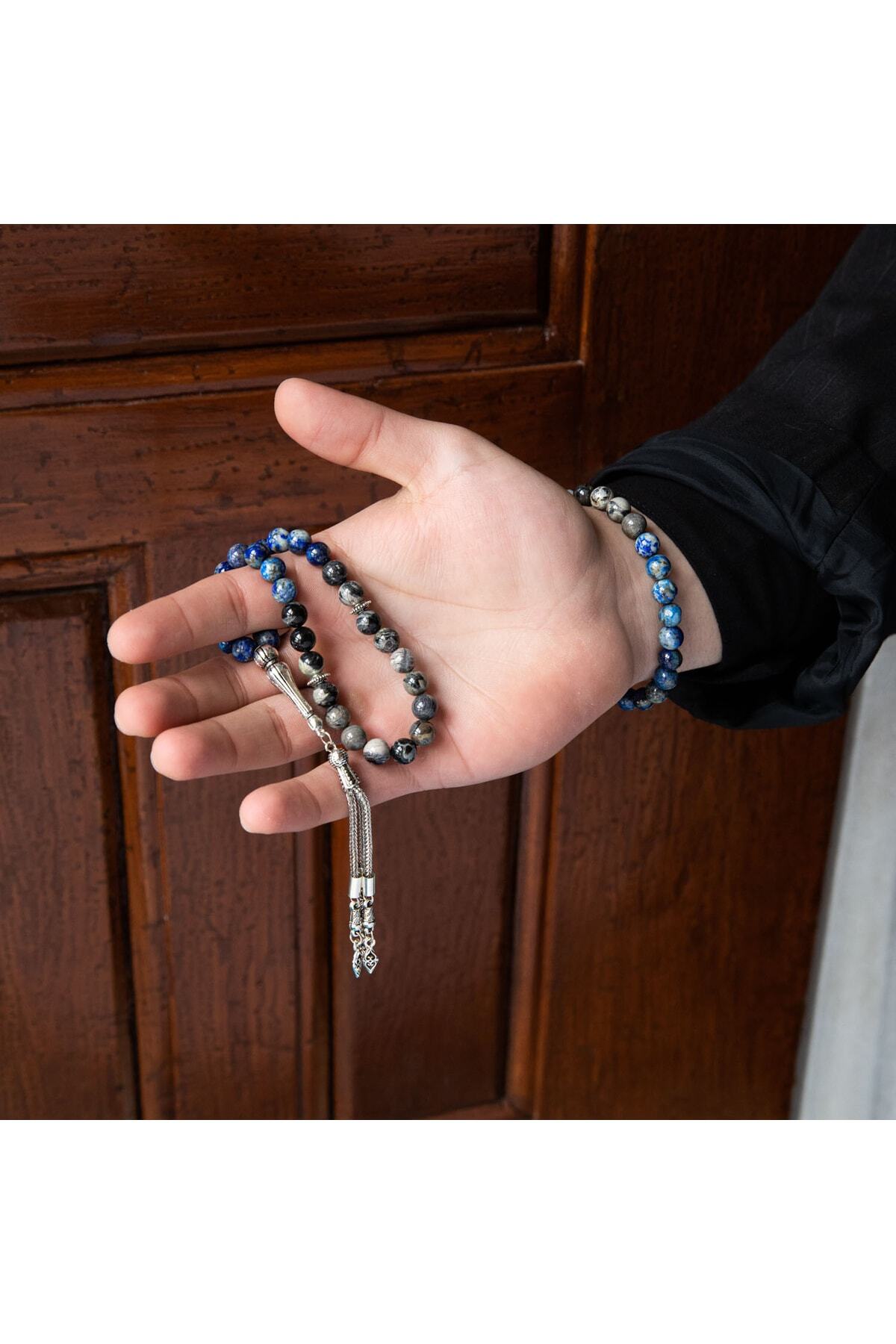 Sertifikalı Jasper, Lapis Lazuli Doğal Taşlı 33'lük Tesbih Ve Bileklik Takım