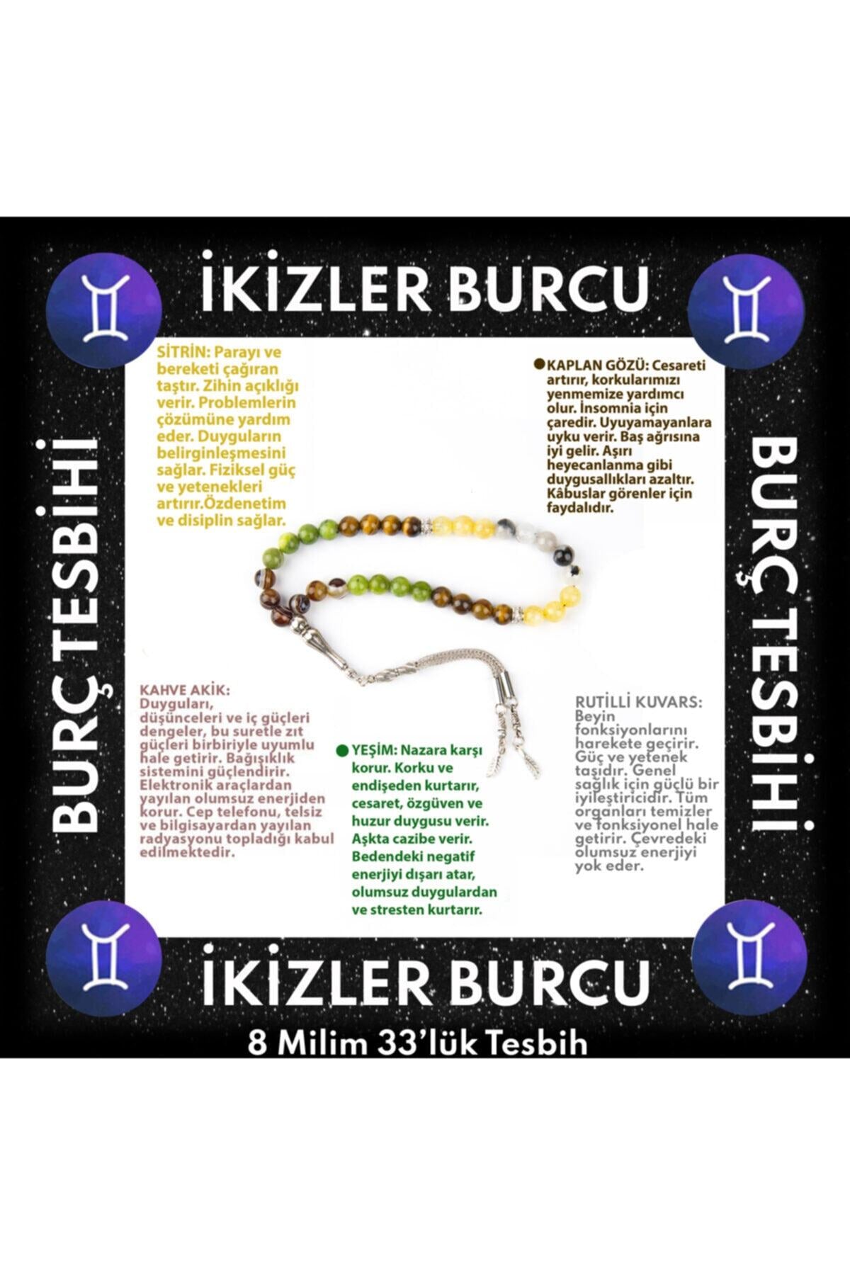 Sertifikalı Ikizler Burcu 33'lük Tesbih T022