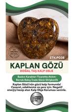 Sertifikalı Kaplan Gözü Doğal Taş Kalp Obje P038
