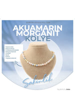 Sertifikalı Akuamarin, Morganit Doğaltaş Kolye 8 Mm, M503