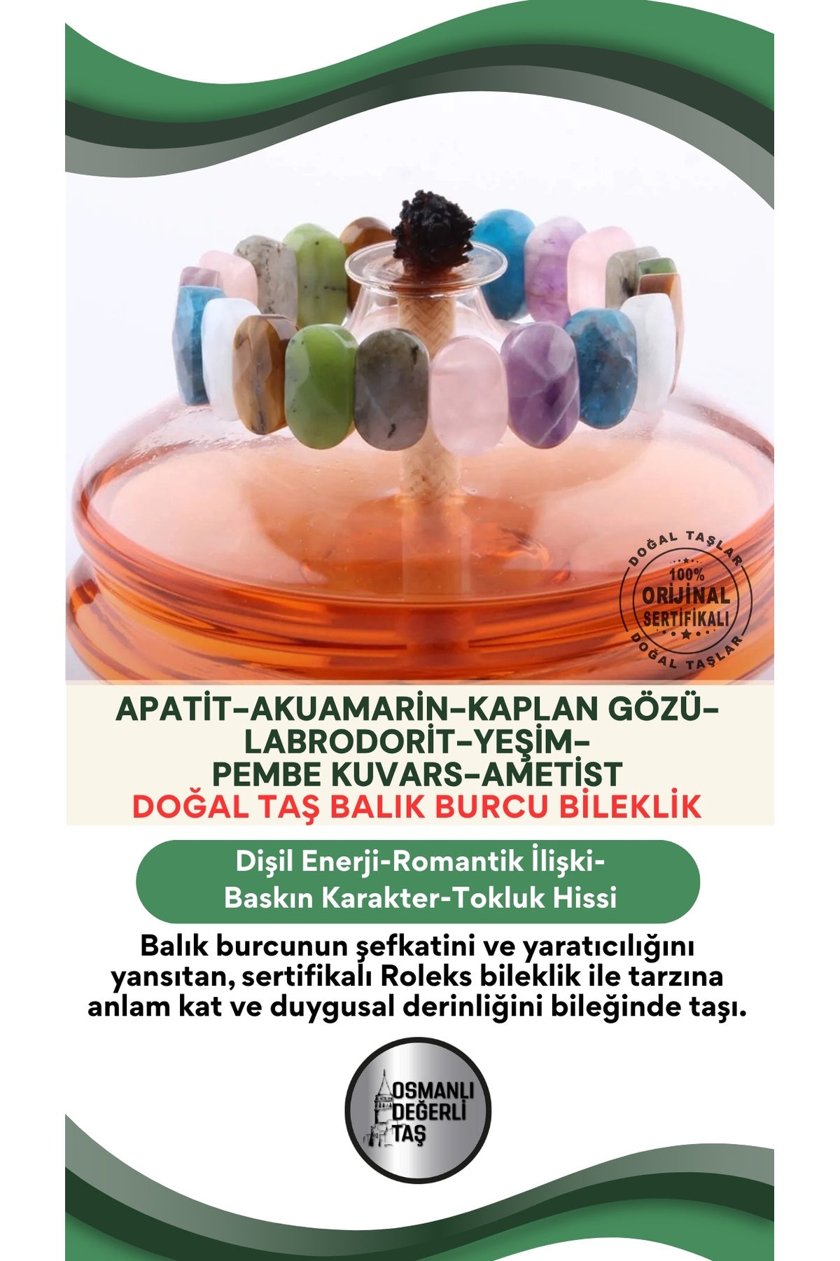 Sertifikalı Balık Burcu Roleks Bileklik B061