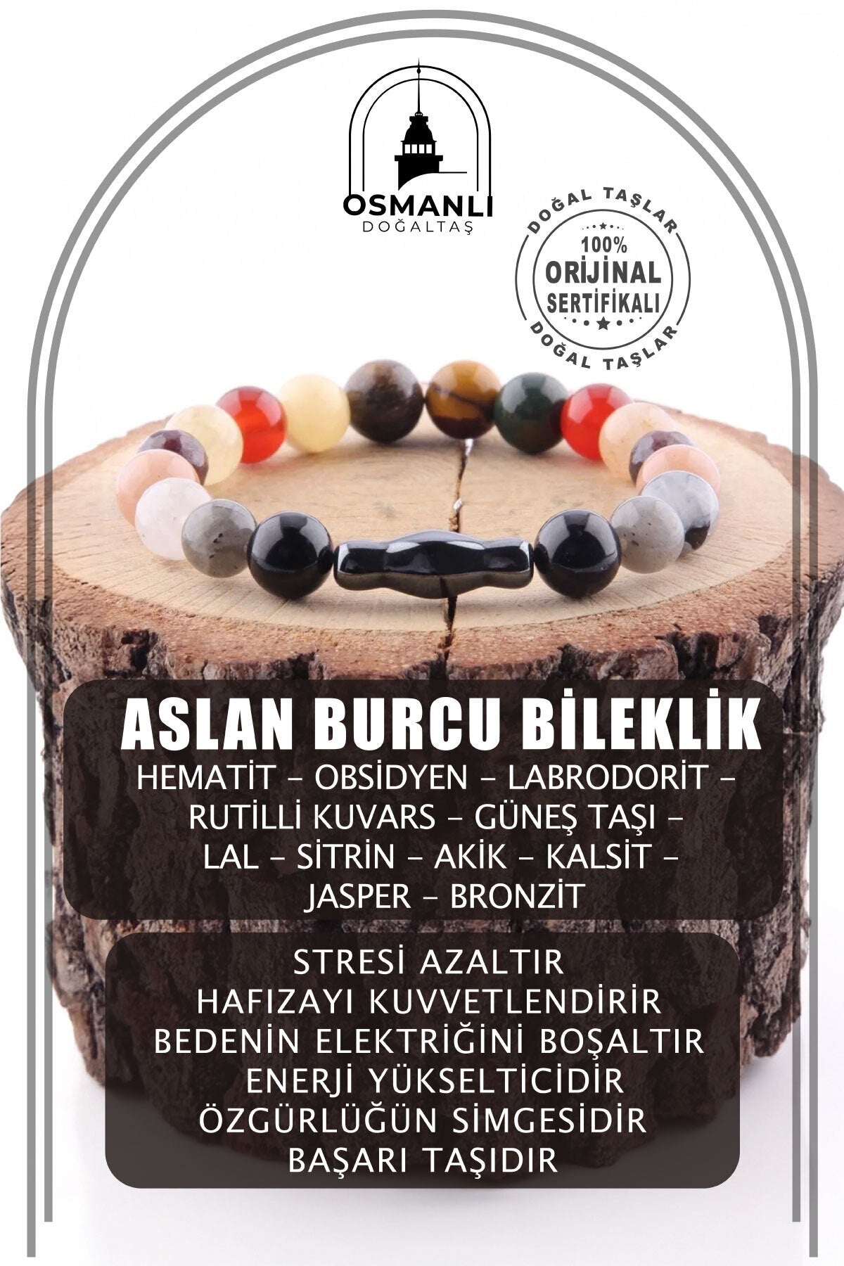 Sertifikalı Aslan Burcu Bileklik B050