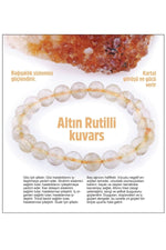 Sertifikalı Altın Rutilli Kuvars Doğaltaş Bileklik 8 Mm B625