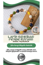Sertifikalı Lapis Kehribar Pembe Kuvars Doğal Taşlı  Bileklik