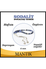Sertifikalı Sodalit Doğaltaş Tesbih 6 Mm, T215