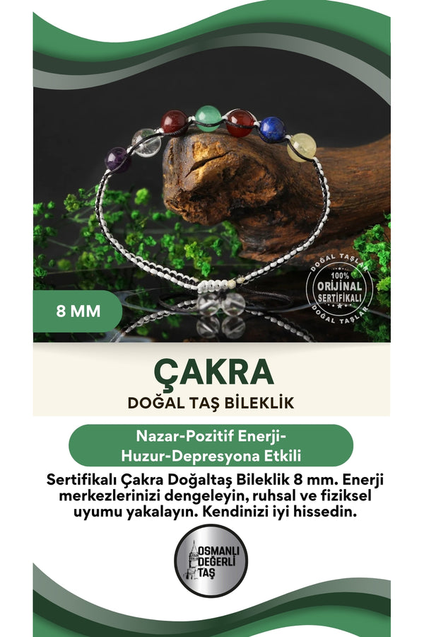 Sertifikalı Çakra Doğaltaş Bileklik 8 Mm, B958