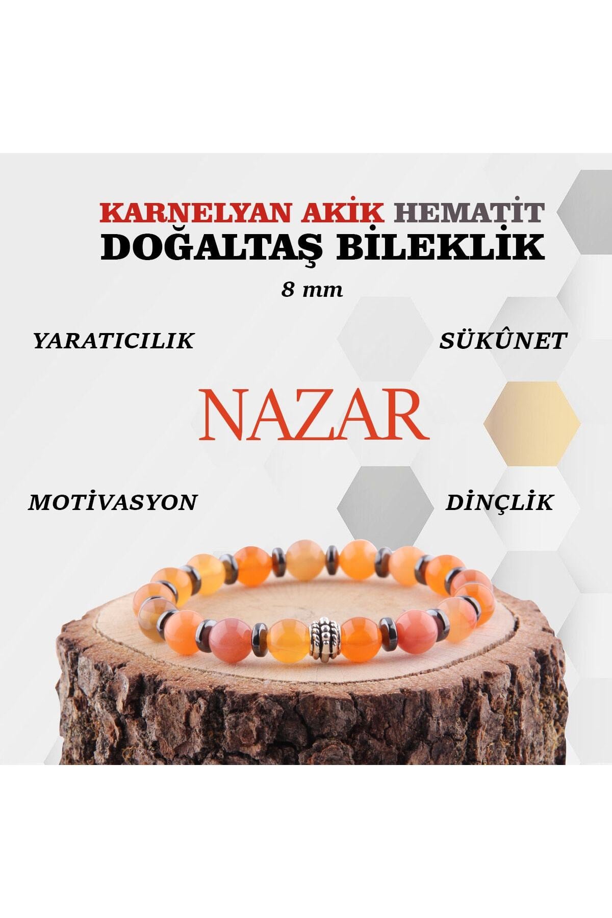 Sertifikalı Karnelyan Akik Hematit Doğaltaş 8 Mm, B893