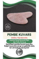 Sertifikalı Pembe Kuvars Doğal Taşı Kalpli Gua Sha Masaj Taşı 1. Sınıf Sertifikalı Gua Sha - Kalın