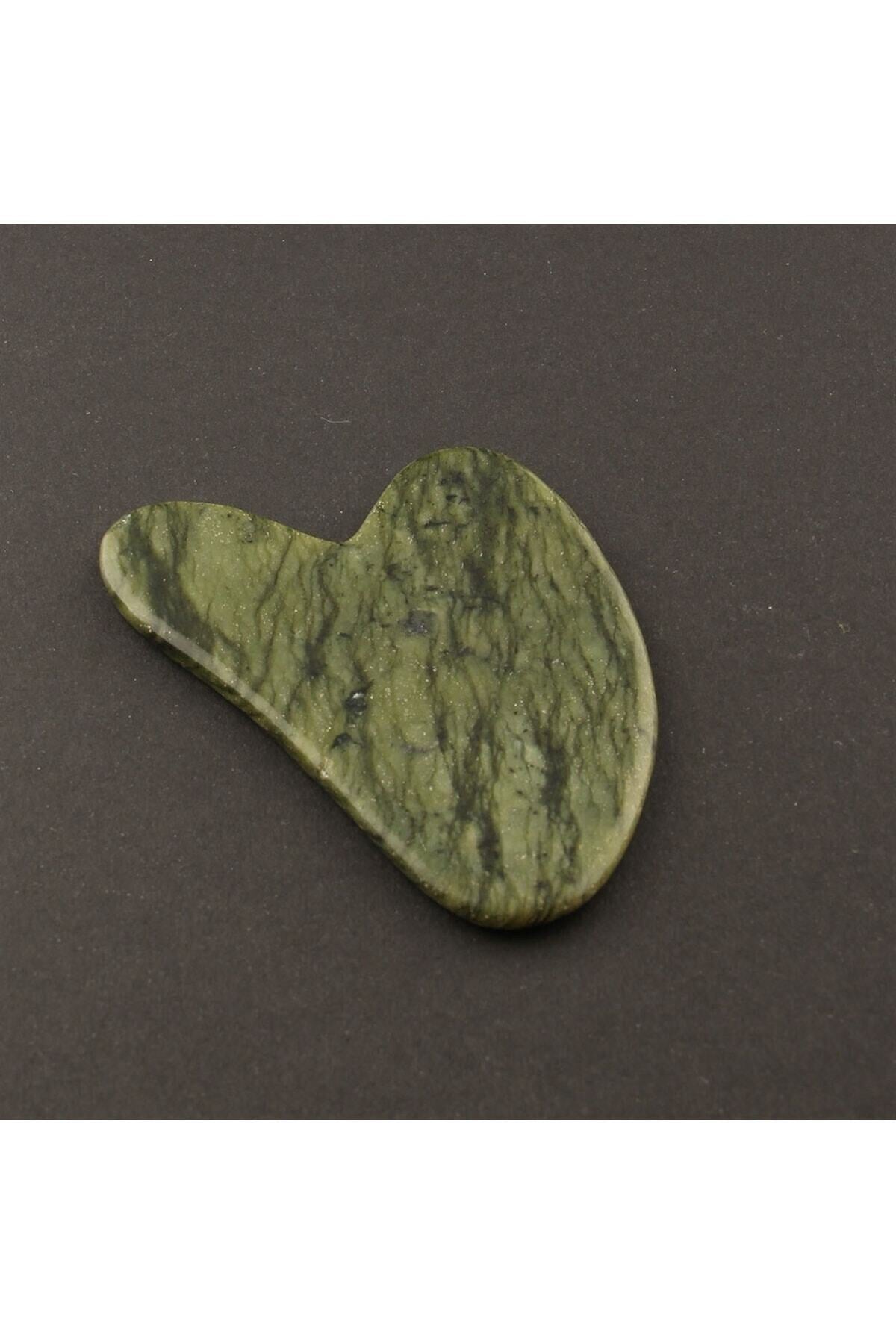 Sertifikalı Yeşim Doğal Taşı Kalpli Yüz Ve Vücut Gua Sha Masaj Aleti Ma009