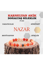 Sertifikalı Karnelyan Akik Doğaltaş Fasetli Bileklik 8 Mm, B890