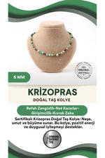 Sertifikalı Krizopras Doğaltaş Kolye 6 Mm, M575