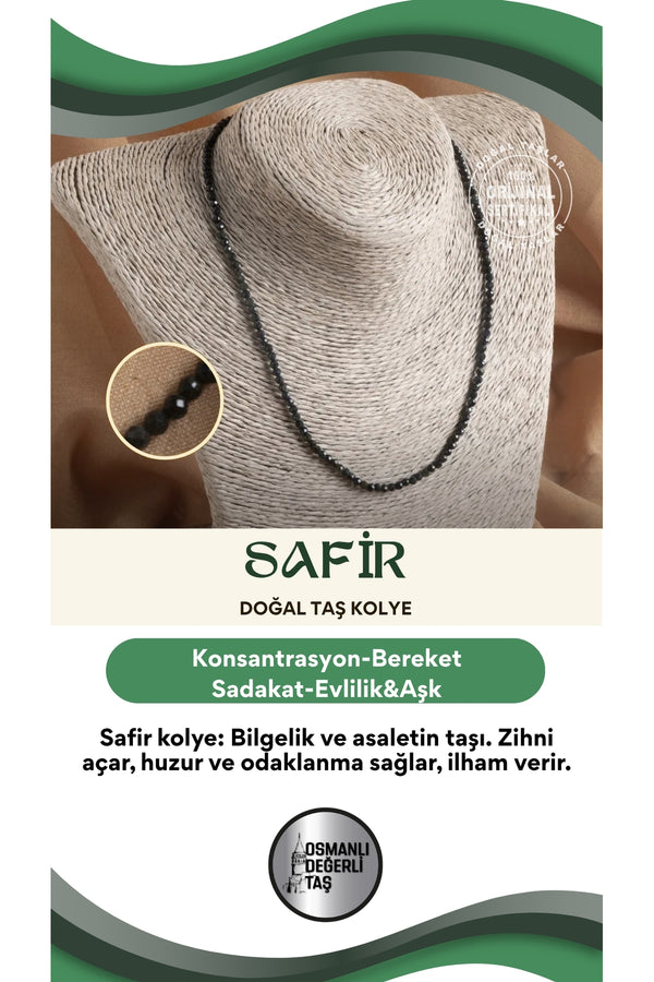 Sertifikalı Safir Doğal Taş Kolye