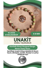 SERTİFİKALI Unakit Doğal Taş Zirkon Aparat Bileklik 6-8 mm