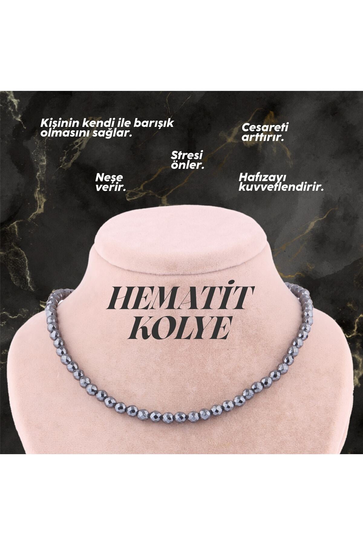 Hematit Doğal Taş Düğümsüz Kolye 6 Mm - M396