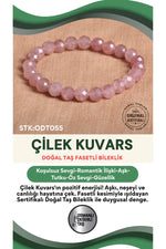 Sertifikalı Çilek Kuvars Doğal Taş Fasetli Bileklik ODT055