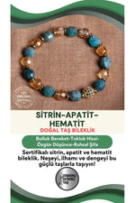 SERTİFİKALI Sitrin-Apatit-Hematit Doğal Taş Bileklik