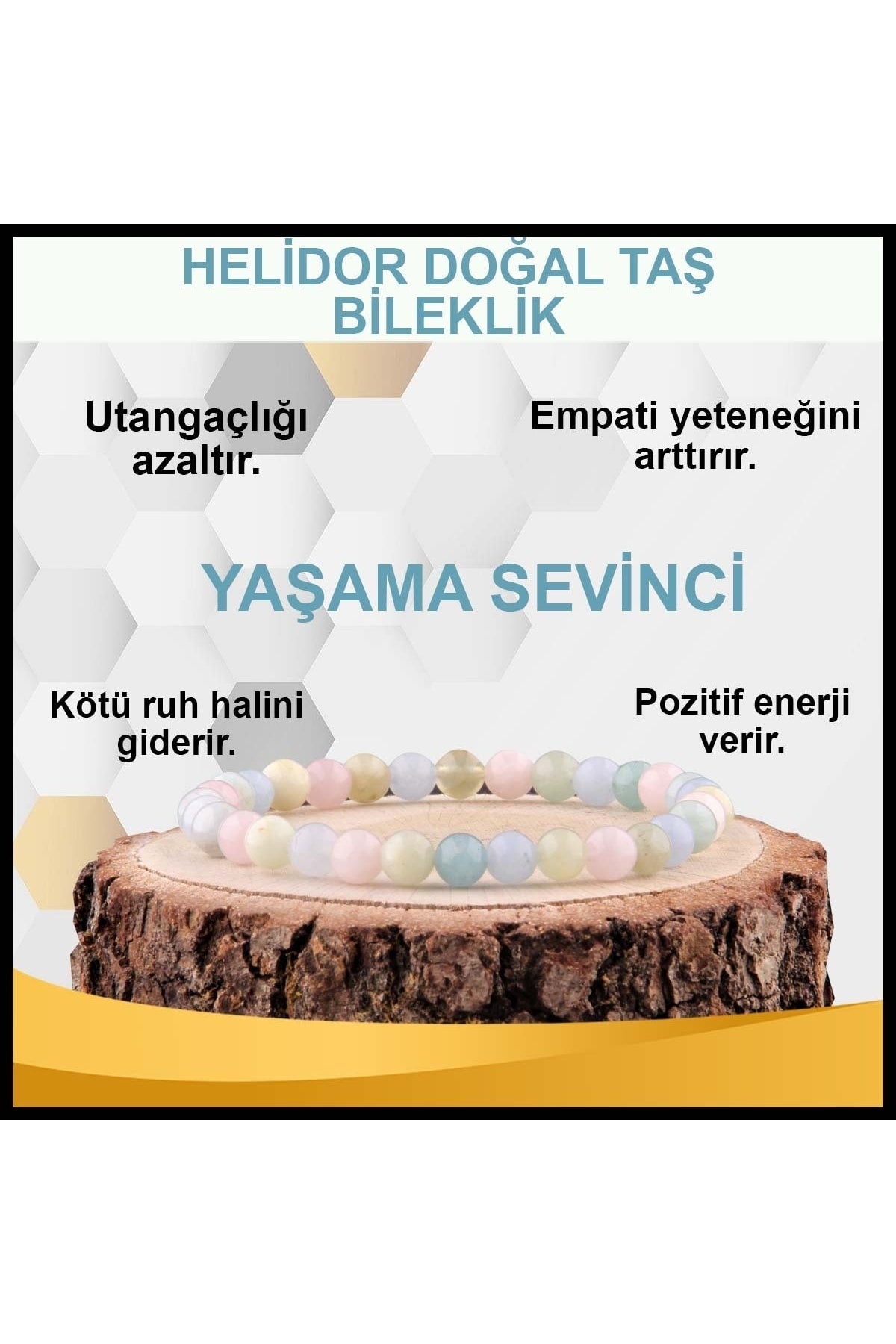 Sertifikalı Helidor Doğal Taş Bileklik 6 Mm - B821