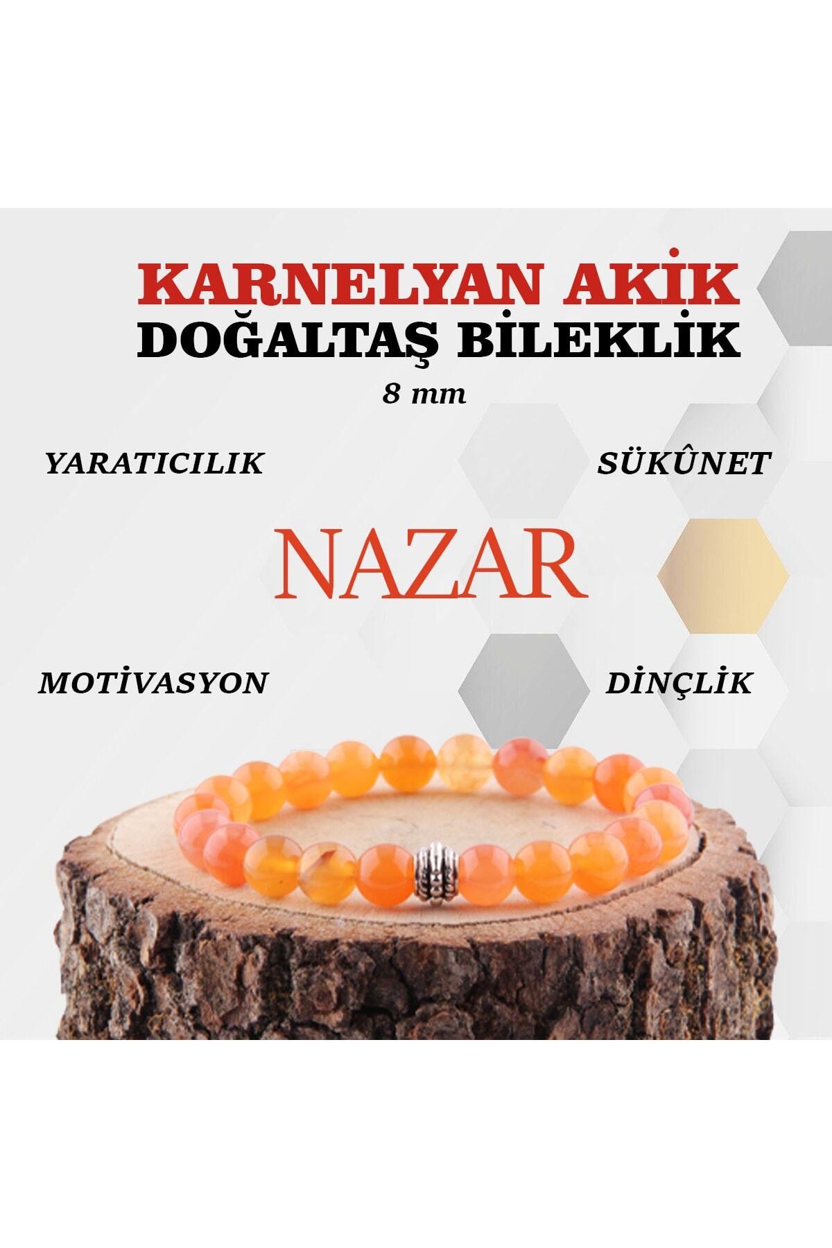 Sertifikalı Karnelyen Akik Doğaltaş Bileklik 8 Mm, B892